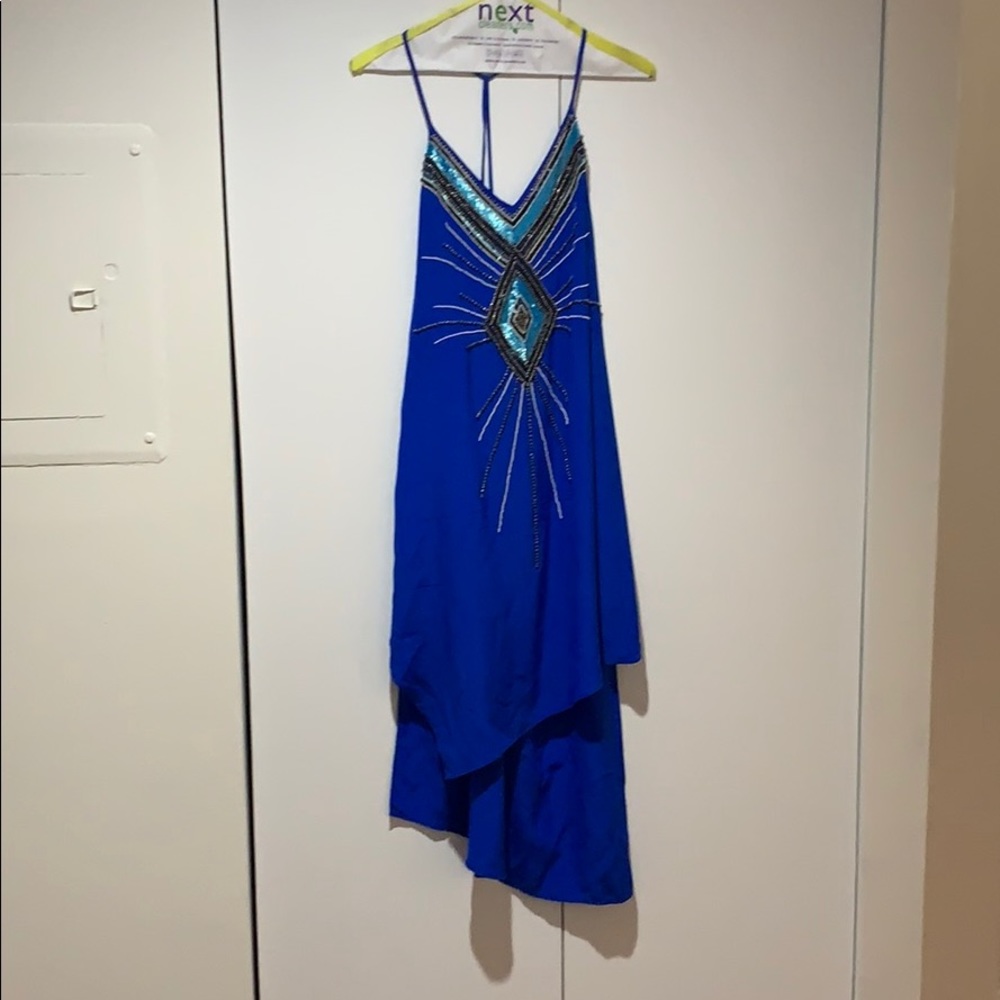 Haute hippie asymmetrical silk beaded dress